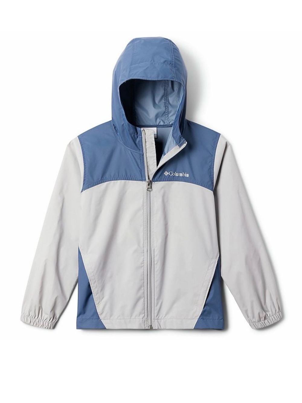 Columbia Light Gray & Slate Blue Hooded Windbreaker